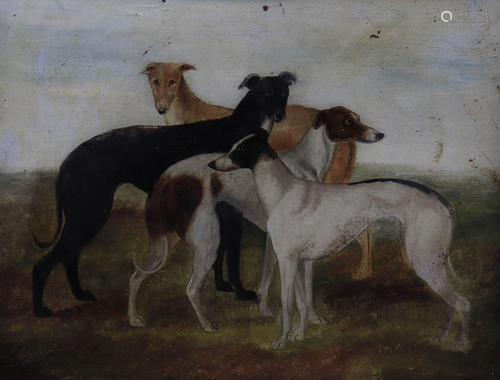 Antique Painting of (4) English Hounds