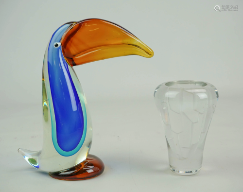 Murano Toucan and Vase