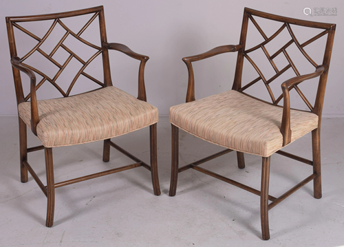 Pair faux bamboo armchairs