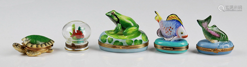 (5) Aquatic Life Porcelain Trinket Boxes