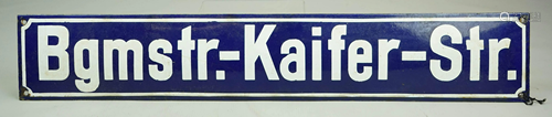 German Enamel Street Sign