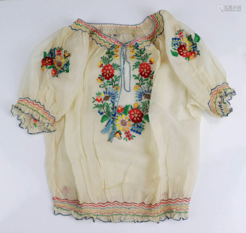 Hungarian Embroidered Net Blouse