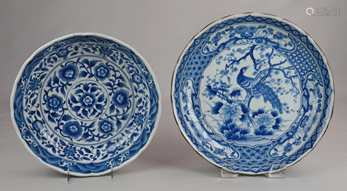 Blue and White Floral Bowl and Platter