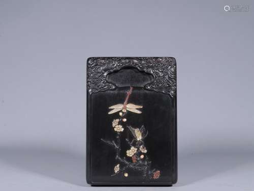 A Chinese Jewels Inlaid Rosewood Box With Cover