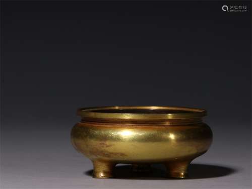 A Chinese Gilded Bronze Incense Burner