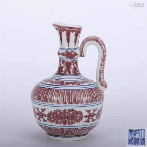 A Chinese Underglazed Red  Twine Pattern Porcelain Pot