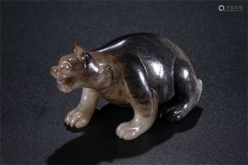 A Chinese Hetian Jade Bear Ornament