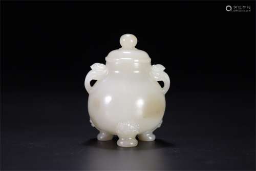 A Chinese Hetian Jade Three-legged Incense Burner