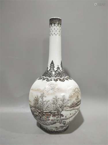 A Chinese Famille Rose snow-covered landscape Porcelain Vase