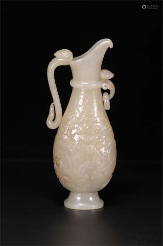 A Chinese Carved Hetian Jade Pot Ornament