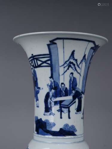 A Chinese Blue and White Porcelain Flower Gu