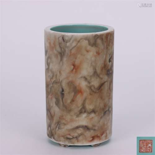 A Chinese Stone Grain Porcelain Brush pot