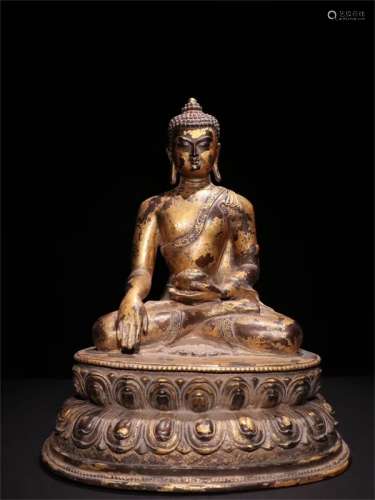 A Chinese Gilded Bronze Statue of Medicine Buddha
