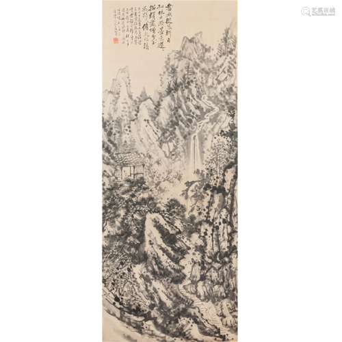 A Chinese Ink Painting Scroll,Shi Tao Mark