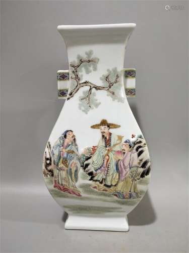 A Chinese Famille Rose Porcelain Square Vase