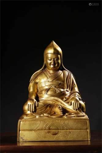 A Chinese Gilded Bronze Statue of Tsongkhapa