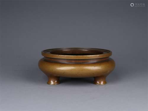 A Chinese Gilded Bronze Incense Burner