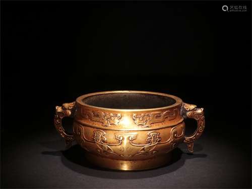 A Chinese Gilded Bronze Incense Burner