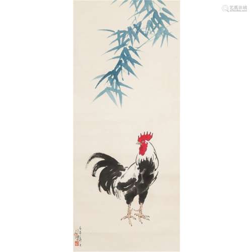 A Chinese Cock Painting, Xu Beihong Mark