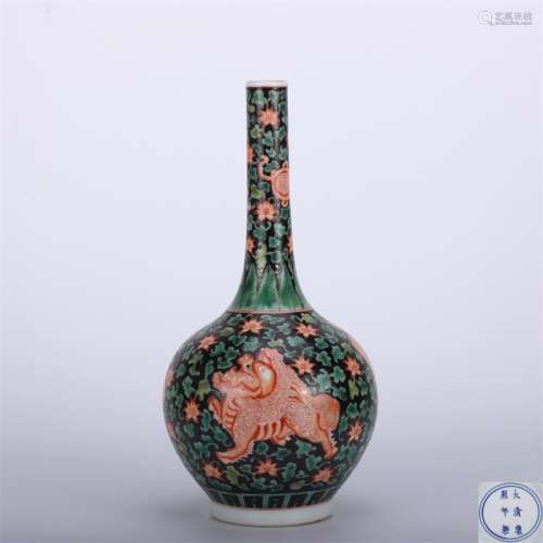 A Chinese Black Background Painted Porcelain Vase