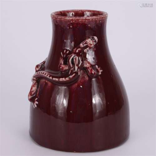 A Chinese Altar Red Glazed Dragon Pattern Porcelain Vase