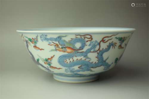 A Chinese Doucai Dragon Pattern Porcelain Bowl