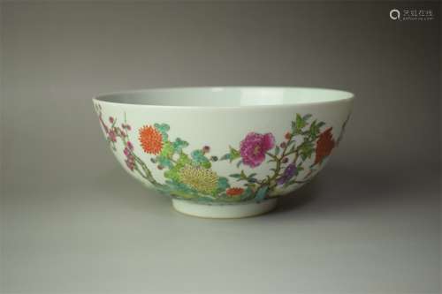 A Chinese Famille Rose Flower&Bird Pattern
 Porcelain Bowl
