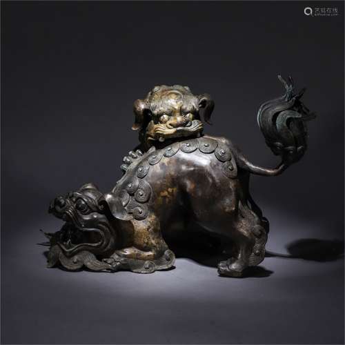 A Chinese Lion Shaped Copper Incense Burner