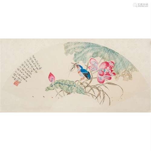 A Chinese Lotus Painting, Cai Xian Mark