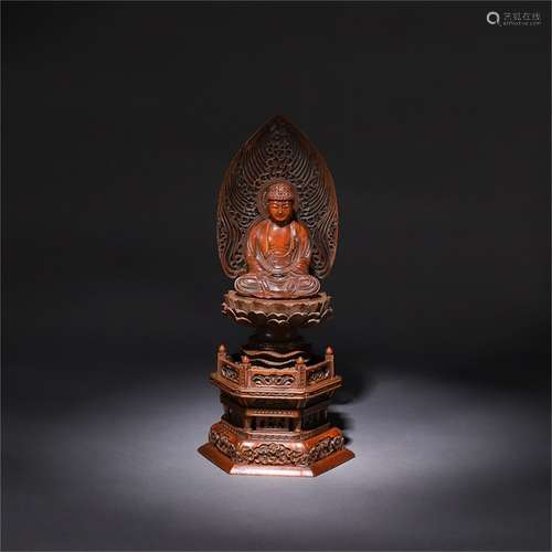 A Chinese Carved Boxwood Statue of Sakyamuni