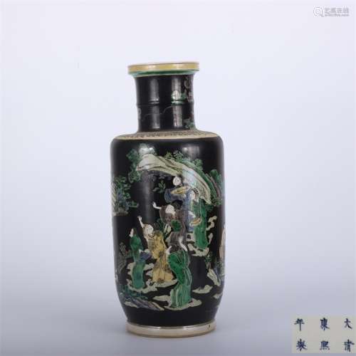 A Chinese Black Land Painted Porcelain Vase