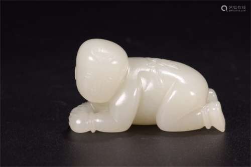 Chinese Carved Hetian Jade Child Ornament