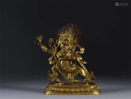 A Chinese Gilded Bronze Statue of Vajrapani protectress