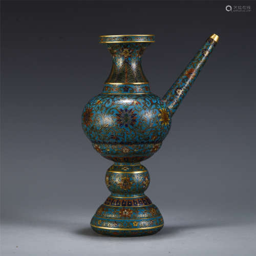 A FINELY CHINESE CLOISONNE FLOWER KETTLE POT