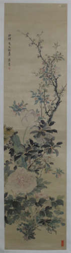A CHINESE SCROLL PAINTING OF FLOWER   BY PAN SU