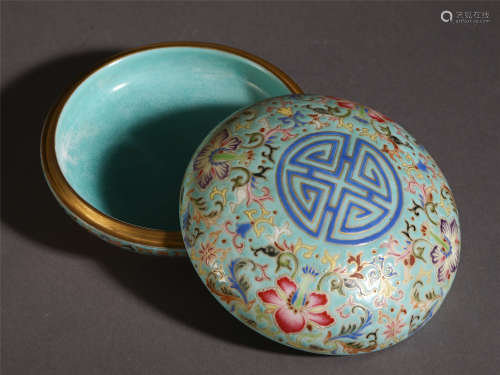 CHINESE PORCELAIN FAMILLE ROSE FLOWER DOUBLE ROUND BOX