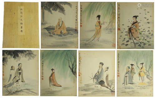 CHINESE PAINTING ALBUM OF FIGURE UNDER TEH TREE