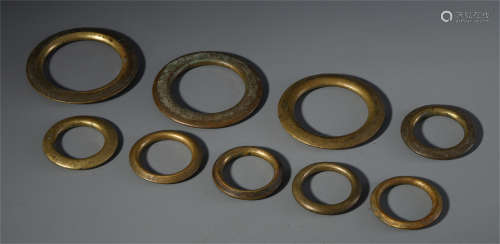 A SET OF CHINESE BRONZE CASSLCK LOOP WITH BUDDHIST
