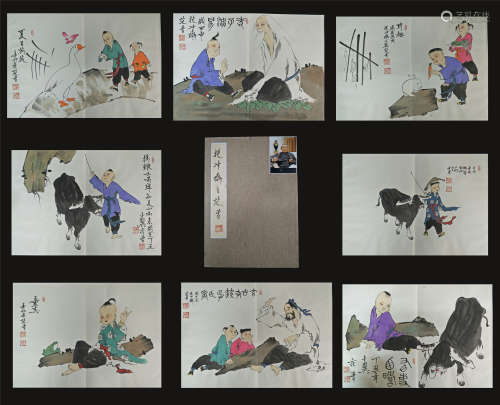 CHINESE PAINTING ALBUM OF FIGURE & ANIMALS BY FANZENG