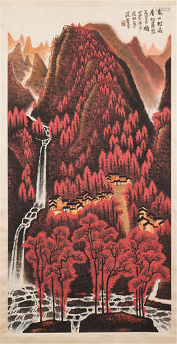 A CHINESE CALLIGRAPHIC PAINTING SCROLL OF MOUNTAIN  BY LI KERAN