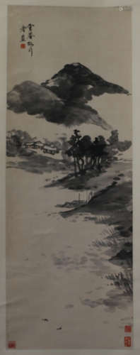 A CHINESE SCROLL PAINTING OF LOTUS  INK ON PAPER BY BADA SHANREN