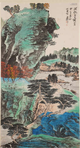 A CHINESE SCROLL PAINTING OF MOUNTAIN VIEWS  BY XIE ZHILIU