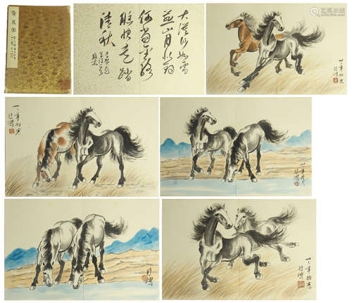 CHINESE PAINTING ALBUM OF RUNNING STEEDS BY XU BEIHONG