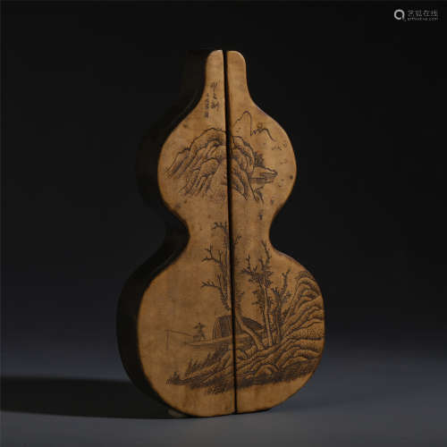 CHINESE ROSEWOOD CARVED MOUNTAIN GOURD SHEAPED TABLE ITEM