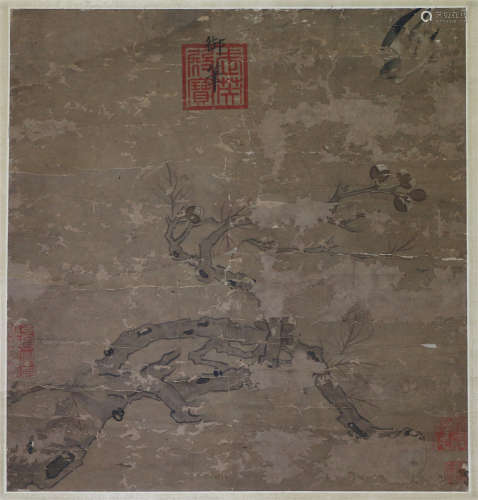 A CHINESE SCROLL PAINTING OF FLOWER AND BIRD