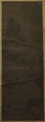 A CHINESE SCROLL PAINTING OF MOUNTAIN VIEWS BY SHI TAO