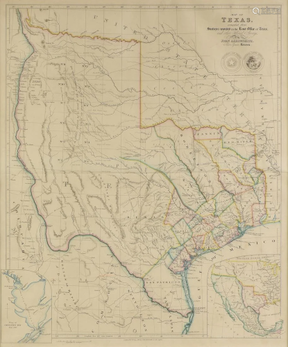AN ANTIQUE REPUBLIC OF TEXAS MAP, …