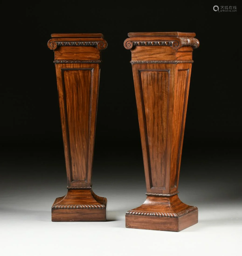 A PAIR OF GEORGE III STYLE CARVED MAHOG…