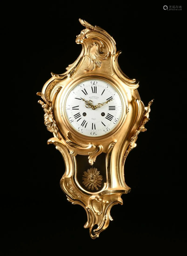 A LOUIS XV STYLE ORMOLU CARTEL CLOCK,…