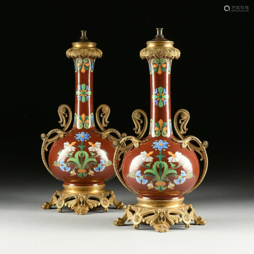 A PAIR OF SEVRES NEO-GREC STYLE GILT BR…